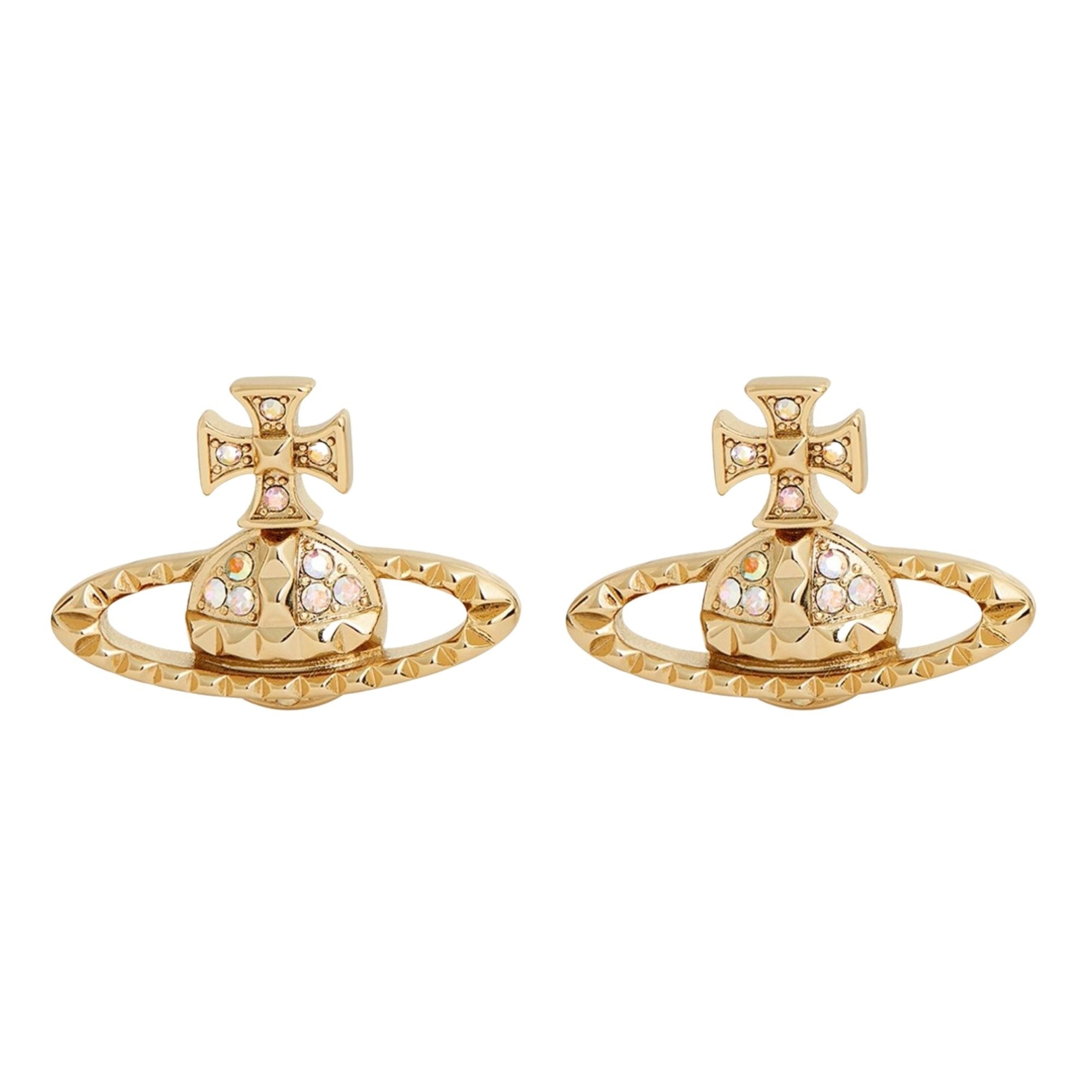 VIVIENNE WESTWOOD MAYFAIR BAS RELIEF ORB EARRINGS GOLD
