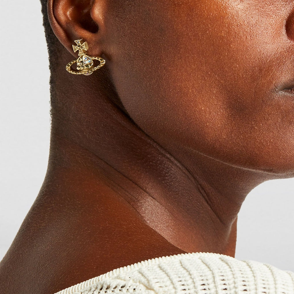 VIVIENNE WESTWOOD MAYFAIR BAS RELIEF ORB EARRINGS GOLD