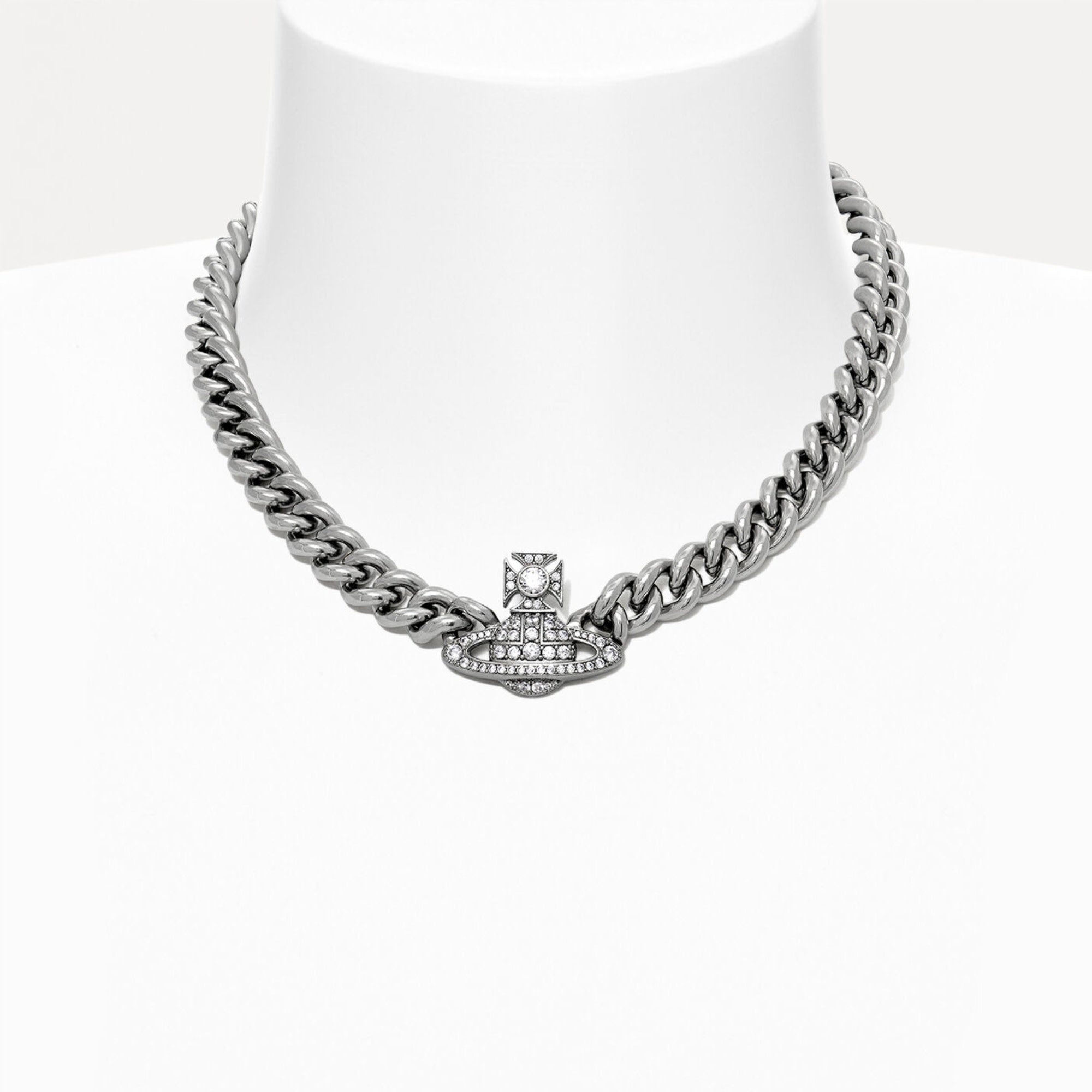 VIVIENNE WESTWOOD GRAZIELLA SILVER CHAIN CHOKER