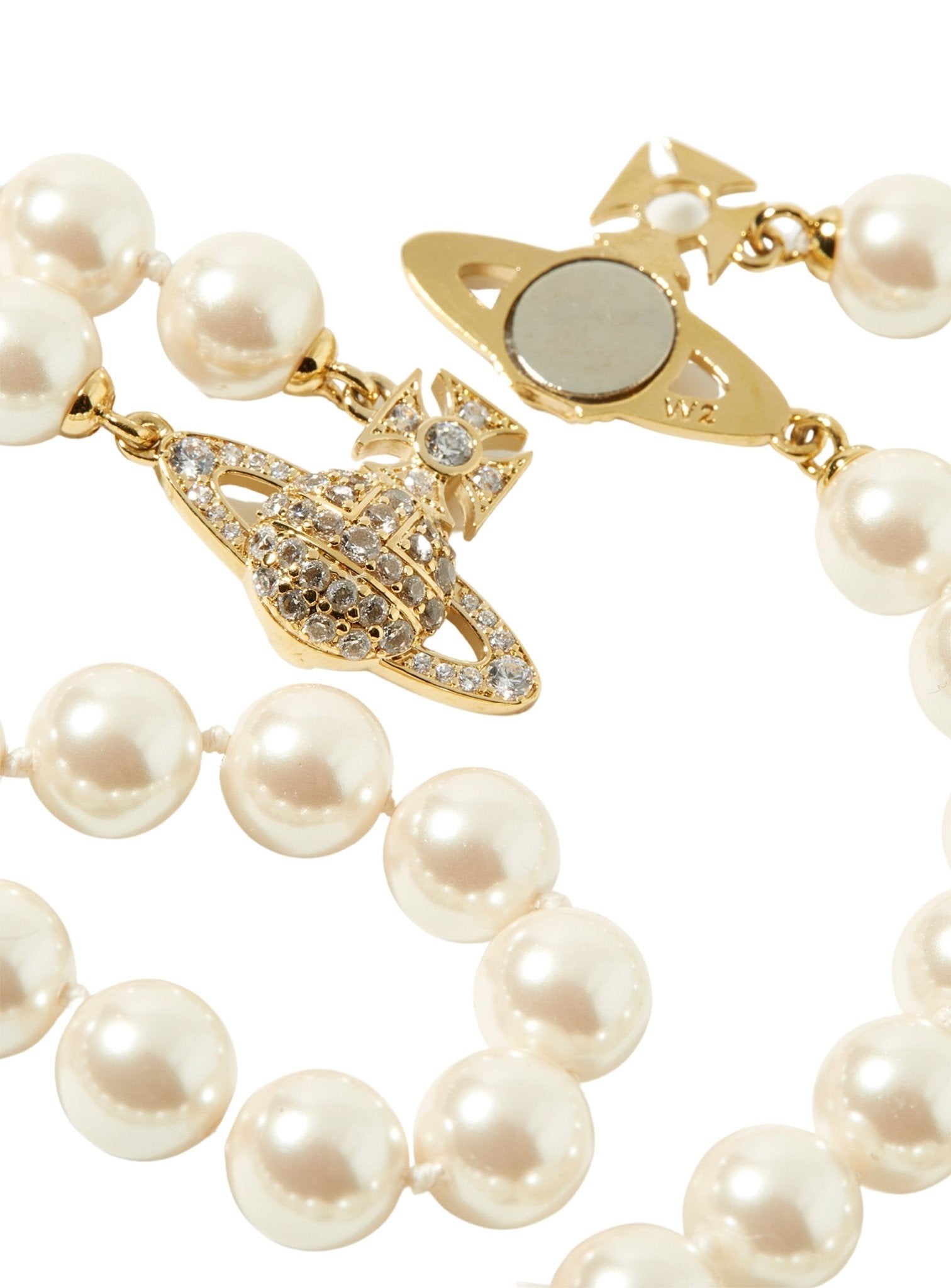 VIVIENNE WESTWOOD GRAZIELLA TWO ROW PEARL CHOKER GOLD