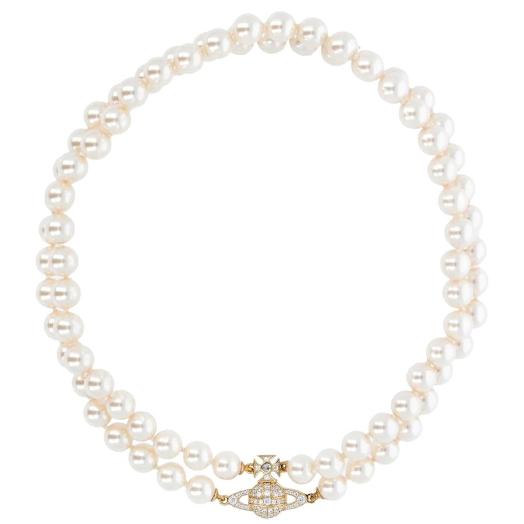 VIVIENNE WESTWOOD GRAZIELLA TWO ROW PEARL CHOKER GOLD